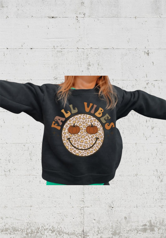 Kids Fall Leopard Smiley Sweatshirt