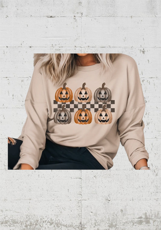 Women’s Checkered Pumpkin Sweatshirt